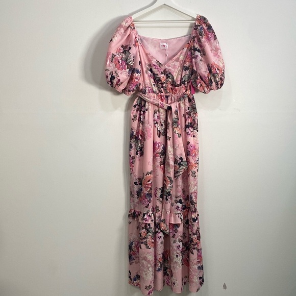 Buddy Love Sydney Bashful Puff Sleeve Maxi Dress Size Medium - Picture 3 of 15